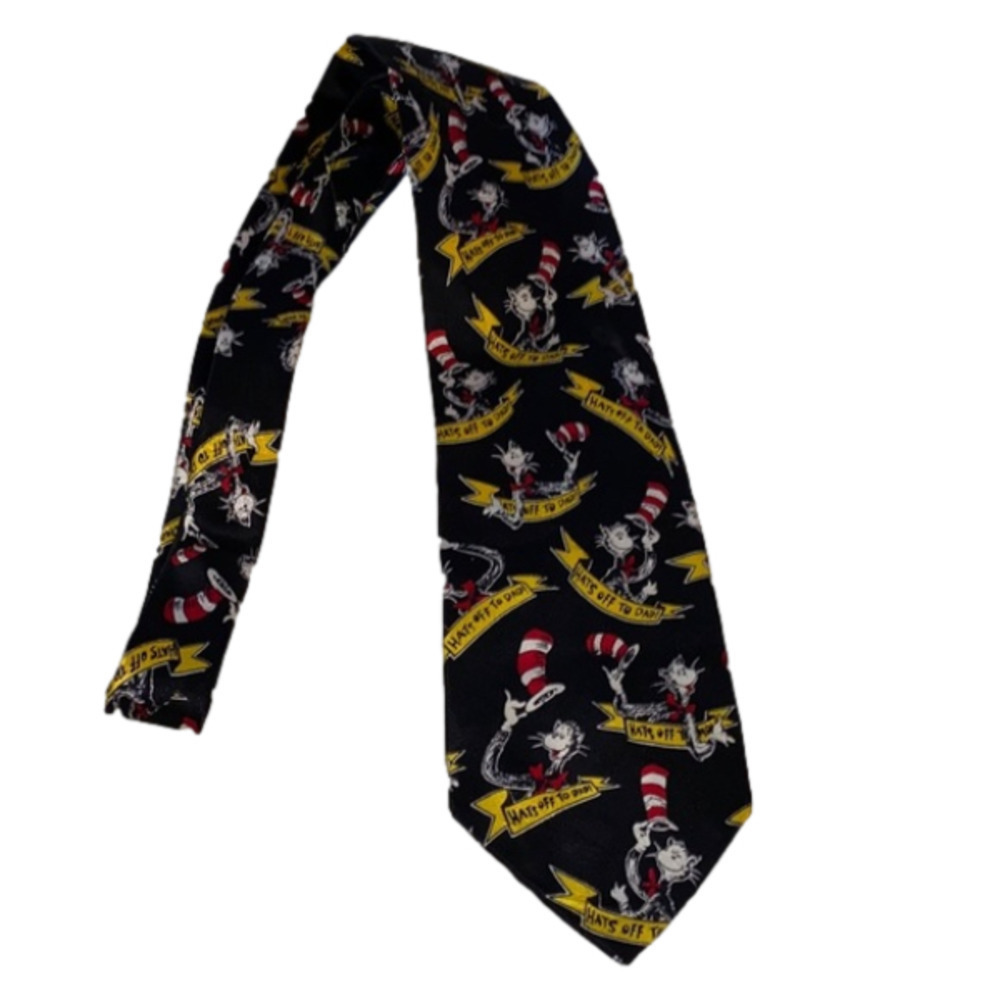 Mens Vintage Dr Suess  Hats off to Dad Silk Tie